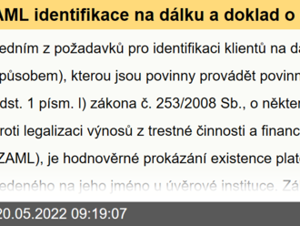 AML identifikace na dálku a doklad o existenci účtu