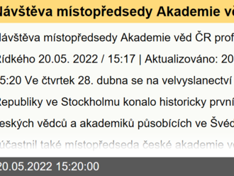 Návštěva místopředsedy Akademie věd ČR profesora Jana Řídkého na velvyslanectví České Republiky ve Stockholmu