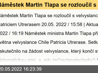 Náměstek Martin Tlapa se rozloučil s velvyslancem Chile Patriciem Utrerasem