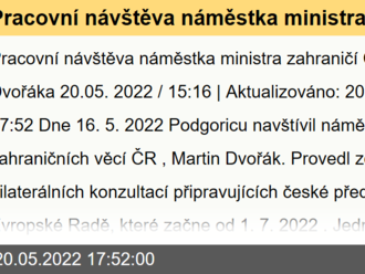 Pracovní návštěva náměstka ministra zahraničí ČR Martina Dvořáka