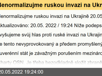 Nenormalizujme ruskou invazi na Ukrajině