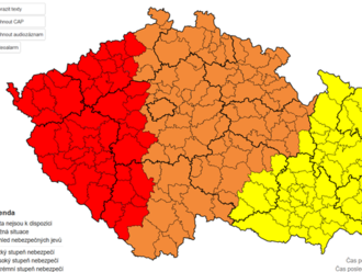 Počasí, stupeň výstrahy zvednut na červený: V rámci tohoto systému očekáváme nárazy větru ojediněle až ke 110 km/h.