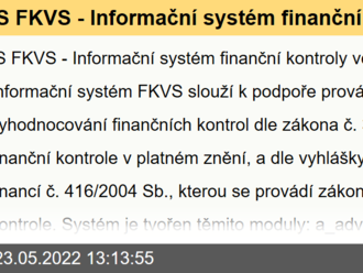 IS FKVS - Informační systém finanční kontroly ve veřejné správě