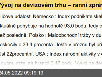 Vývoj na devizovém trhu – ranní zprávy 24.05.2022