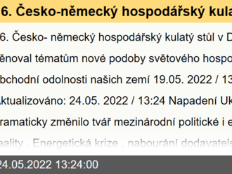 16. Česko-německý hospodářský kulatý stůl v Düsseldorfu se věnoval tématům nové podoby světového hospodářství a obchodní odolnosti našich zemí