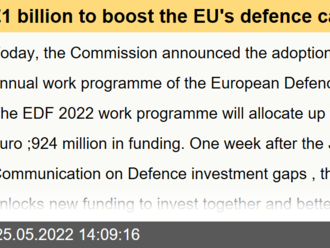 €1 billion to boost the EU's defence capabilities and new tools for defence innovation - European Defence Fund