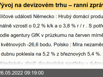 Vývoj na devizovém trhu – ranní zprávy 26.05.2022