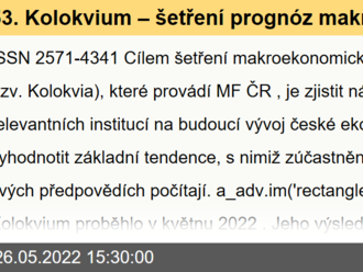 53. Kolokvium – šetření prognóz makroekonomického vývoje České republiky  