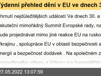 Týdenní přehled dění v EU ve dnech 30. května – 5. června 2022