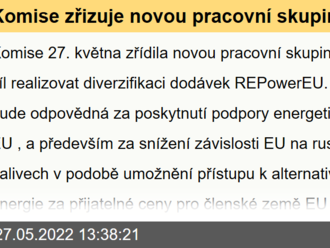 Komise zřizuje novou pracovní skupinu na zajištění alternativních dodávek energie