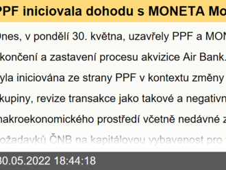 PPF iniciovala dohodu s MONETA Money Bank o ukončení procesu akvizice Air Bank