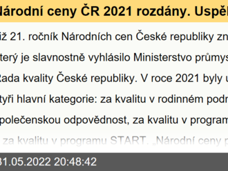 Národní ceny ČR 2021 rozdány. Uspěla firma Vodafone i základní škola z Prahy 13