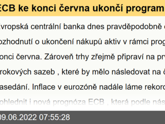 ECB ke konci června ukončí program kvantitativního uvolňování  