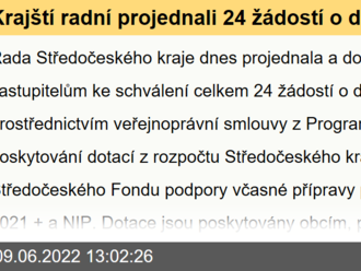 Krajští radní projednali 24 žádostí o dotaci za více než 5,8 milionů korun ze Středočeského Fondu podpory včasné přípravy projektů