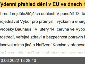 Týdenní přehled dění v EU ve dnech 13. června – 19. června 2022