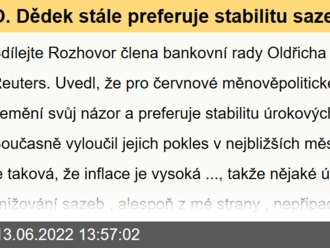 O. Dědek stále preferuje stabilitu sazeb