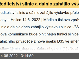 Ředitelství silnic a dálnic zahájilo výstavbu přeložky silnice I/36 Časy – Holice  