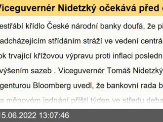 Viceguvernér Nidetzký očekává před obměnou bankovní rady ještě jedno razantní zvýšení sazeb