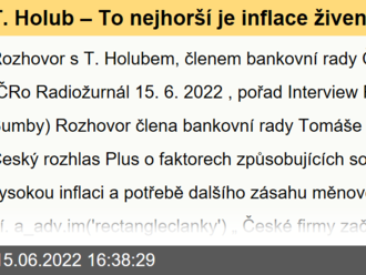 T. Holub – To nejhorší je inflace živená strachem z inflace