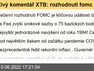 Živý komentář XTB: rozhodnutí fomc  