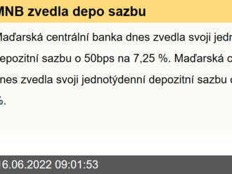 MNB zvedla depo sazbu