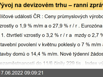 Vývoj na devizovém trhu – ranní zprávy 17.06.2022