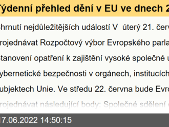 Týdenní přehled dění v EU ve dnech 20. – 26. června 2022