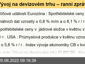 Vývoj na devizovém trhu – ranní zprávy 20.06.2022