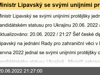 Ministr Lipavský se svými unijními protějšky jednal o kandidátském statusu pro Ukrajinu