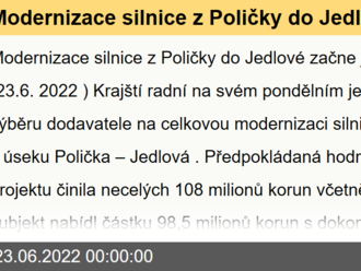 Modernizace silnice z Poličky do Jedlové začne ještě letos