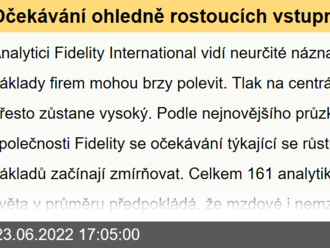 Očekávání ohledně rostoucích vstupních nákladů se začínají zmírňovat, ukazuje průzkum mezi analytiky