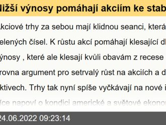 Nižší výnosy pomáhají akciím ke stabilizaci, obavy z recese jim ale v dalším růstu brání - Ranní komentář