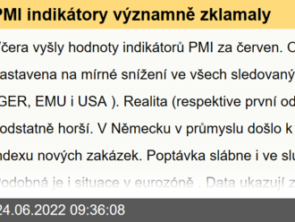 PMI indikátory významně zklamaly