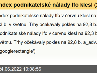 Index podnikatelské nálady Ifo klesl  