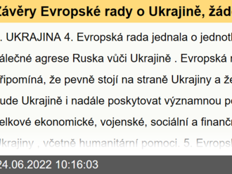 Závěry Evropské rady o Ukrajině, žádostech Ukrajiny, Moldavské republiky a Gruzie o členství, západním Balkánu a vnějších vztazích, 23. června 2022