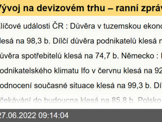 Vývoj na devizovém trhu – ranní zprávy 27.06.2022