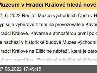 Muzeum v Hradci Králové hledá nového provozovatele kavárny