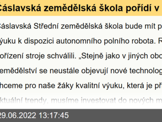 Čáslavská zemědělská škola pořídí v rámci inovací pro výuku polního robota