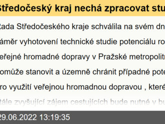 Středočeský kraj nechá zpracovat studii potenciálu rozvoje veřejné hromadné dopravy v okolí Prahy