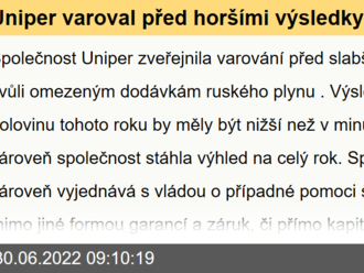 Uniper varoval před horšími výsledky, jedná s vládou o pomoci