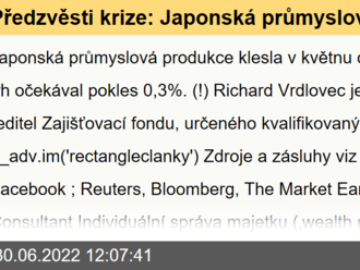 Předzvěsti krize: Japonská průmyslová výroba -7,2% m/m; očekávání -0,3%  