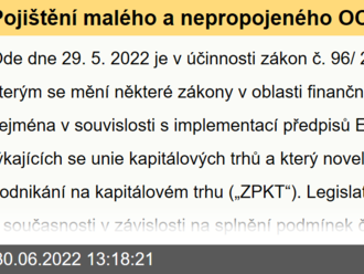 Pojištění malého a nepropojeného OCP místo placení příspěvků Garančnímu fondu