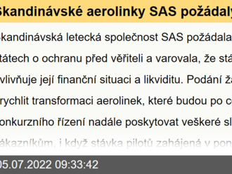 Skandinávské aerolinky SAS požádaly v USA o ochranu před věřiteli