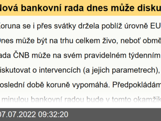 Nová bankovní rada dnes může diskutovat o intervencích