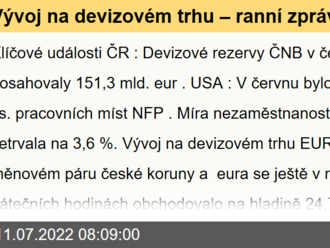 Vývoj na devizovém trhu – ranní zprávy 11.07.2022