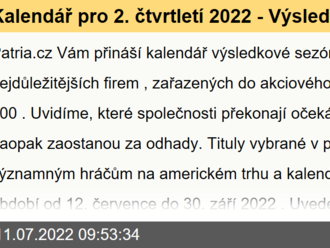 Kalendář pro 2. čtvrtletí 2022 - Výsledková sezóna v USA