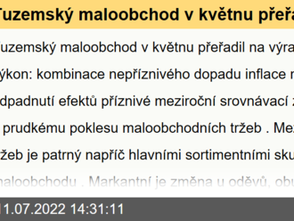 Tuzemský maloobchod v květnu přeřadil na výrazně slabší výkon