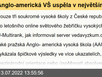 Anglo-americká VŠ uspěla v největším online světovém žebříčku  vysokých škol U-Multirank 2022