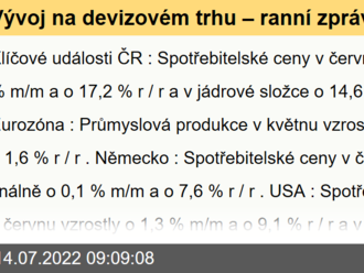 Vývoj na devizovém trhu – ranní zprávy 14.07.2022