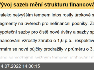 Vývoj sazeb mění strukturu financování firem  